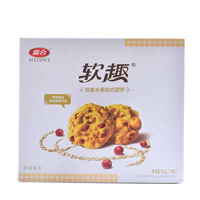 广合 软趣 燕麦水果软式甜饼(蔓越莓味)165g/盒 7包