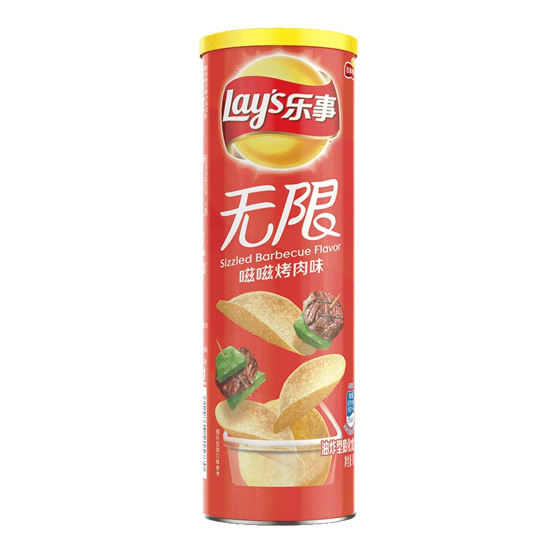 乐事(LAY'S) 无限薯片 嗞嗞烤肉味104g罐装