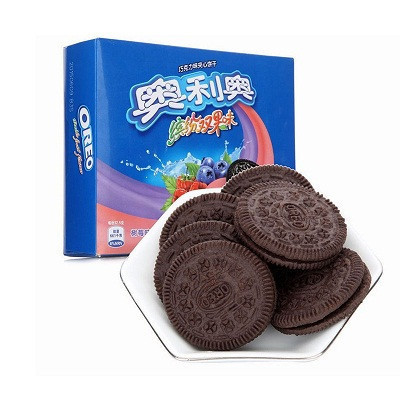 奥利奥 缤纷双果味夹心饼干(蓝莓味+树莓味)318g/盒(家庭装)