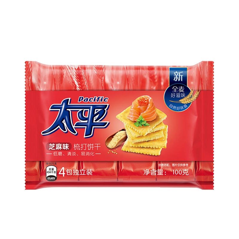 太平 梳打饼干 芝麻口味100g(新旧包装随机发货)