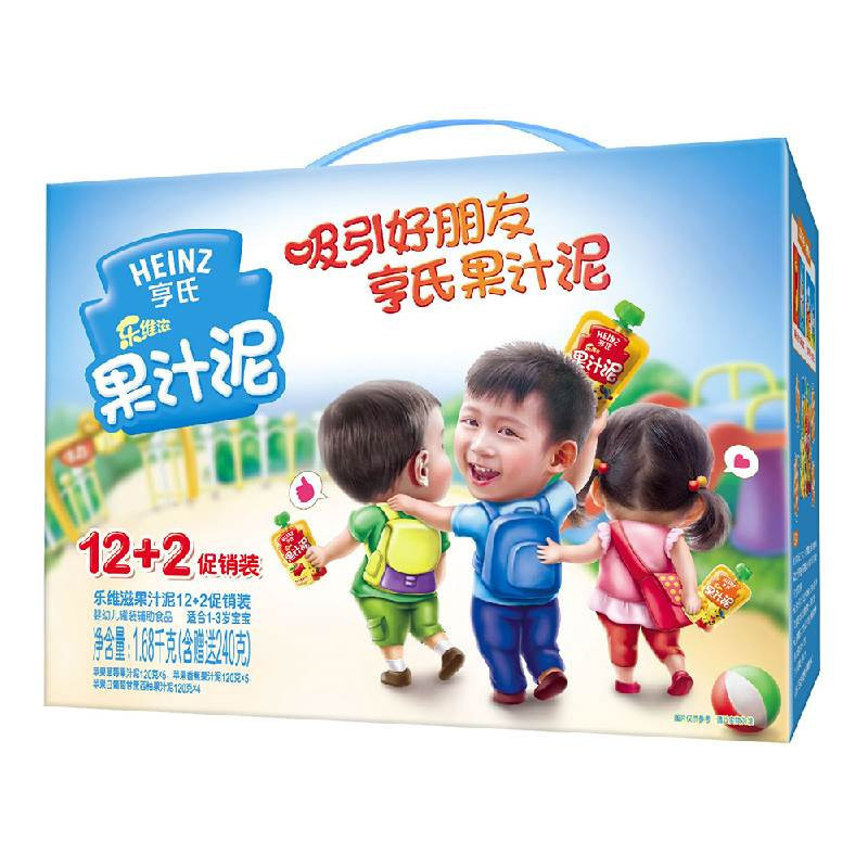 Heinz亨氏乐维滋果汁泥12+2促销礼盒装120g*14