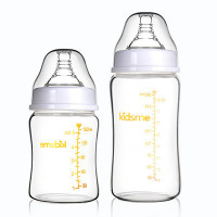 亲亲我宽口径玻璃奶瓶套装两只装 150ml+240ml