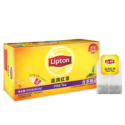 立顿Lipton 红茶 温润红茶叶 斯里兰卡红茶 调味茶冲饮袋泡茶包2g*50包 100g