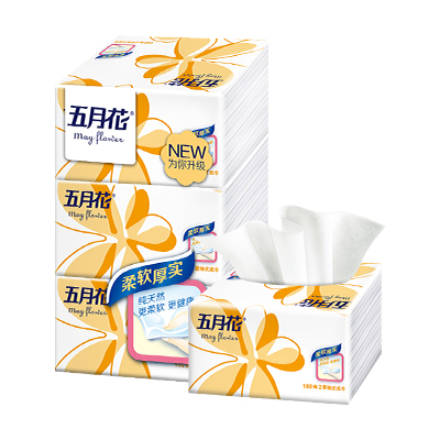 五月花 抽纸 纯厚经典2层面巾纸180抽*3包(小规格)