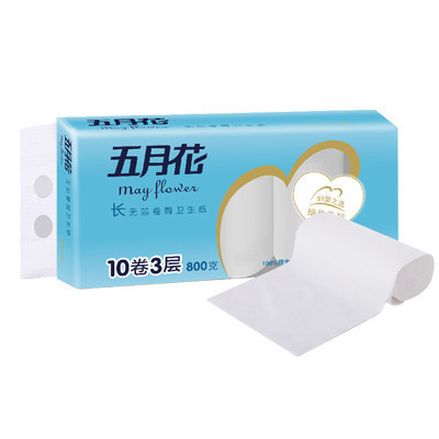 五月花 卷纸无芯 妇婴系列 3层80g10卷 大规格纸巾卫生纸厕纸手纸卷筒纸
