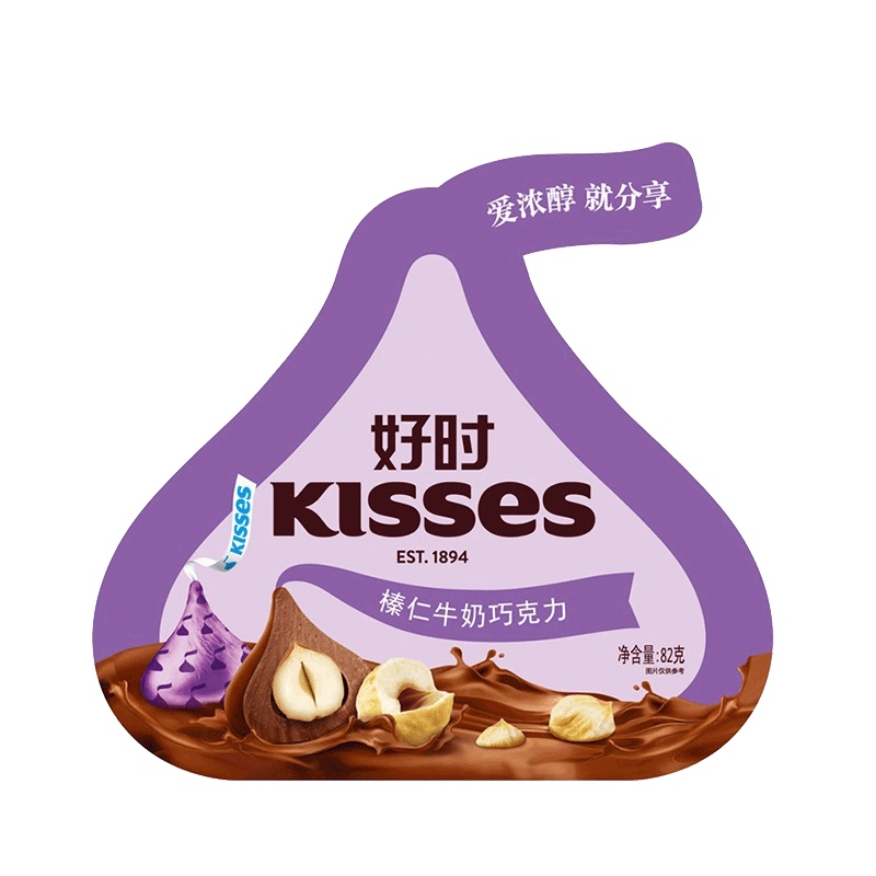 (冷链配送)好时 KISSES好时之吻榛仁牛奶巧克力82g