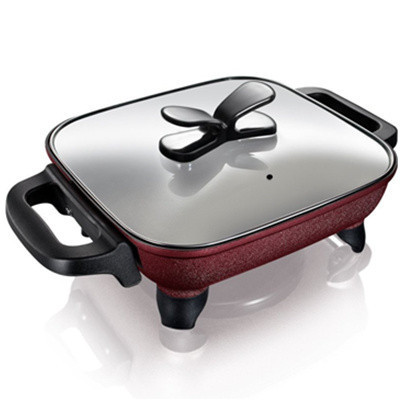 小熊(Bear) 电火锅DHG-C1091 韩式多功能电热锅电炒锅不粘锅 红色
