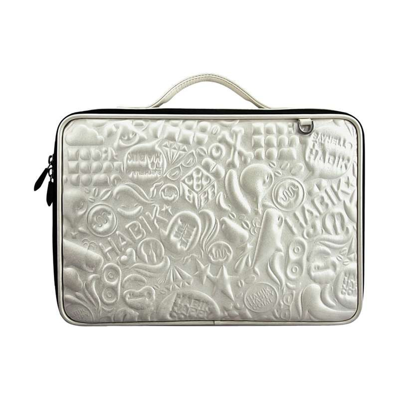 黑贝壳(HABIK)时尚休闲手提斜挎商务电脑公文包 珍珠白