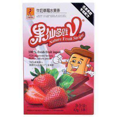 果仙多维V 儿童零食水果条优质果胶条果丹皮 牛奶草莓味42g