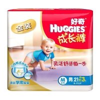 [苏宁自营]好奇金装成长裤男宝宝M21+3片 正品小内裤式纸尿裤尿不湿中号[7-11KG]