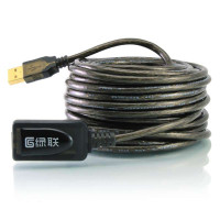 绿联(UGREEN)10321USB2.0信号延长放大线接无线网卡豪华全铜材质透明黑色10米
