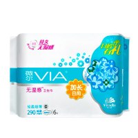 [苏宁超市]维达VIA薇尔 轻盈超薄棉柔加长日用卫生巾290mm6片(新老包装随机发货)