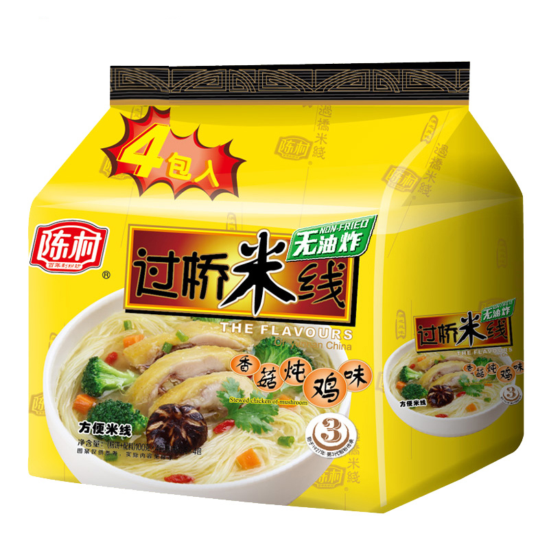 陈村过桥米线4连包 香菇炖鸡味100g*4包 米粉非油炸 夜宵必备