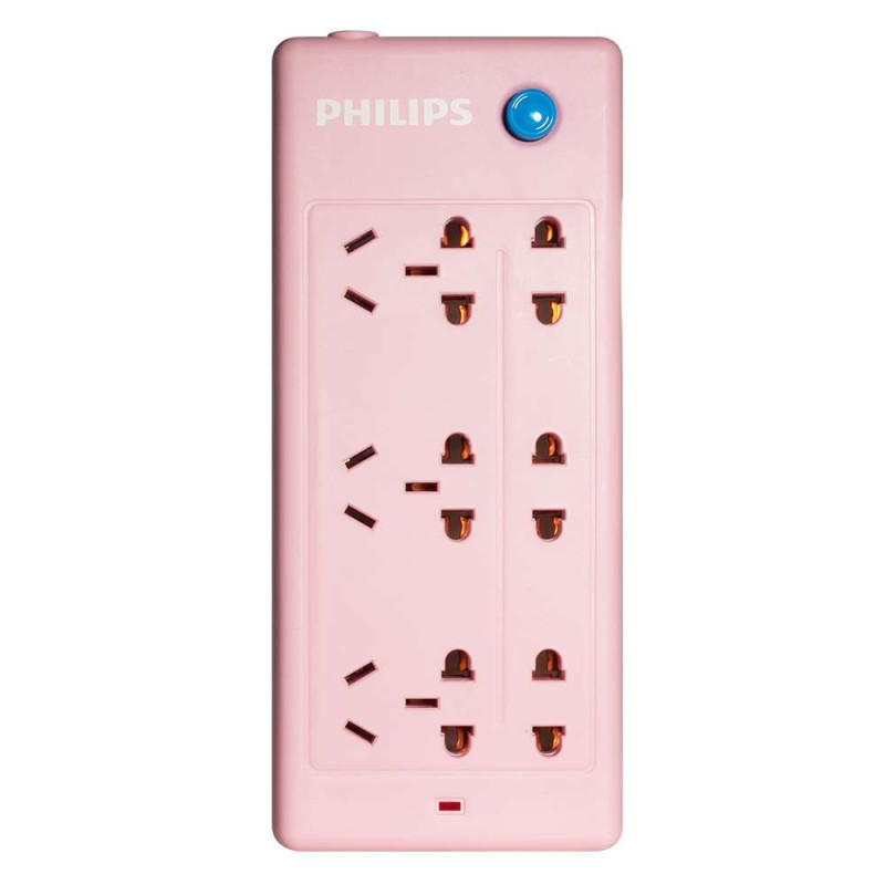飞利浦(PHILIPS) 红色炫彩六位总控1.8米插座插排接线板插线板