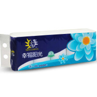 幸福阳光 太阳花系列 200g 10卷 3层(三层)平纹长卷 无芯卷纸 卫生纸 国产无味 原生木浆