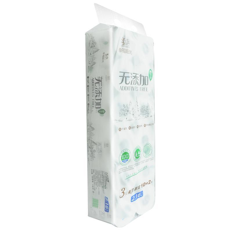 [苏宁易购超市]幸福阳光无添加系列3层卷筒卫生纸10+2卷2.16千克
