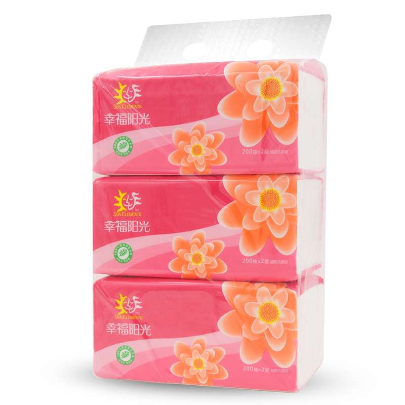 幸福阳光太阳花系列200抽3包标准型抽取式面纸