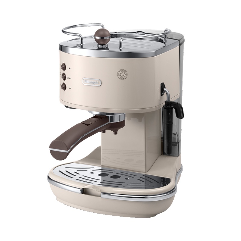 德龙(DeLonghi)泵压式咖啡机ECO310.VBG奶油白 不锈钢锅炉蒸汽奶泡系统 家用意式半自动咖啡机