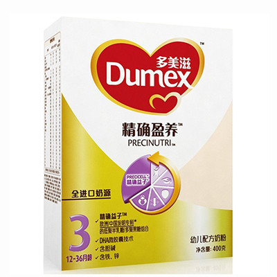 Dumex多美滋精确盈养3段(1-3岁)幼儿配方奶粉400g 全进口奶源