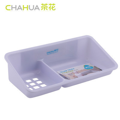 茶花塑料肥皂盒香皂盒 创意时尚双体挂壁皂盘2212