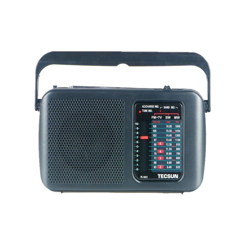 Tecsun/德生收 R-303 黑色 送3节充电电池调频/中波/短波/电视伴音收音机 老人多全波段 交流直流 支持耳机