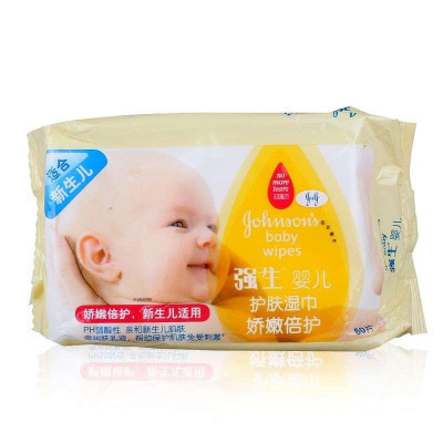 Johnson’s baby/强生婴儿护肤湿巾娇嫩倍护80片*2包特惠装