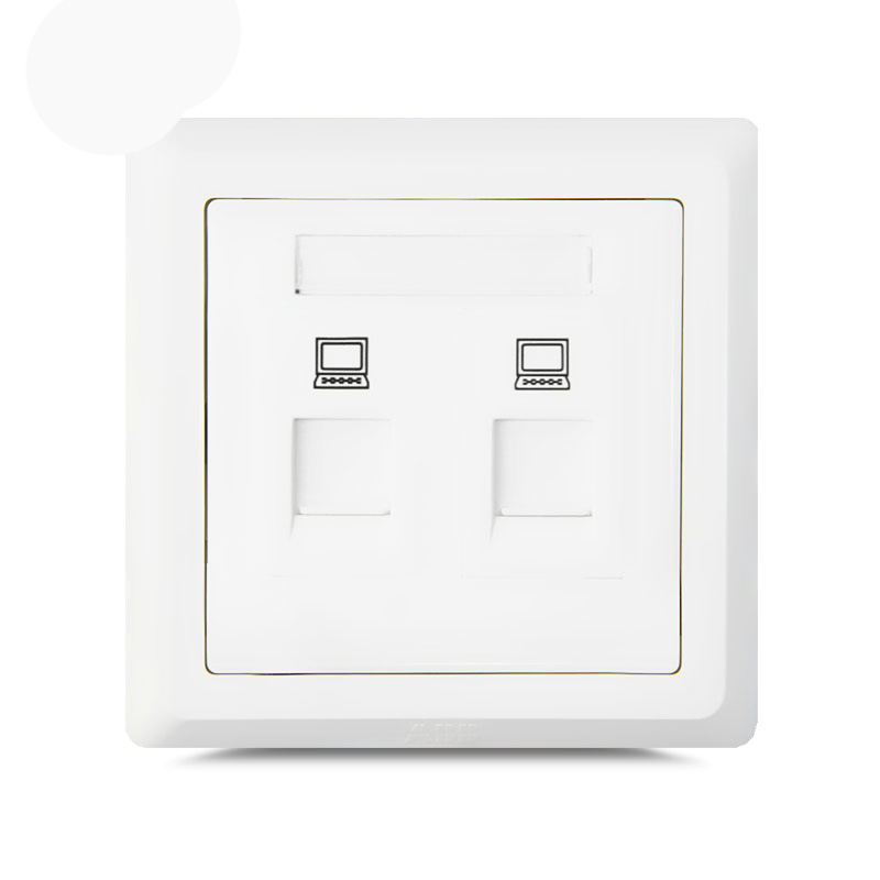 ABB开关插座 德逸雅白 双电脑插座 二位八芯超五类网线面板AE332
