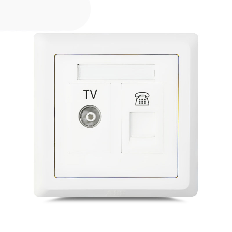 ABB开关插座 德逸雅白 二位电视电话插座面板TV+电话AE324