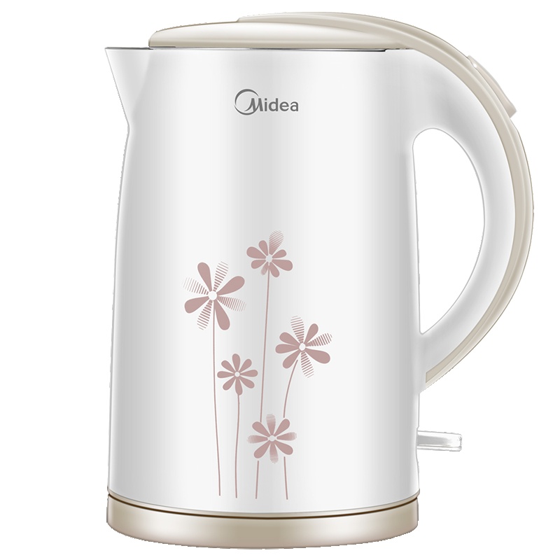 美的(Midea) 电水壶 WH517E2B 1.7L 双层防烫 阿布鲁兹温控器 食品级304不锈钢 智能防干烧 白色