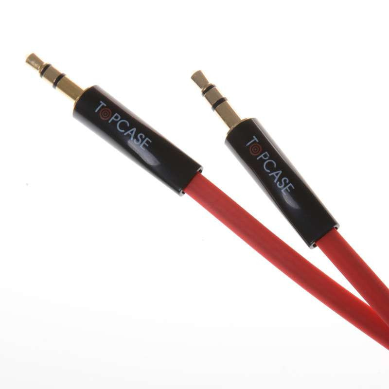 TOPCASE SC01 豪华版 镀金头 DC3.5立体声车载音频线 AUX线公对公音频连接延长线 音箱线红色0.5米