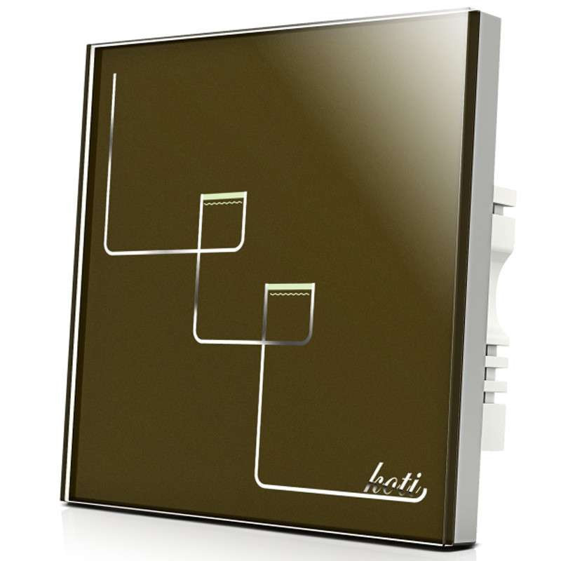 柯帝(KOTI)触摸遥控开关飞天之舞智能调光开关 双路 咖啡褐