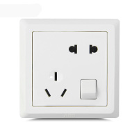 ABB开关插座 德逸雅白 一开五孔带开关86型10A家用墙壁面板AE225
