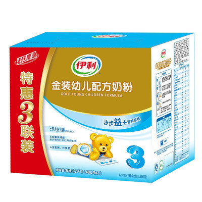 伊利沛能幼儿配方奶粉(12-36月,3段)1.2千克(400克*3)