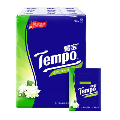 Tempo/得宝 手帕纸 迷你4层*36包（茉莉花味） 纸手帕餐巾纸小包纸巾