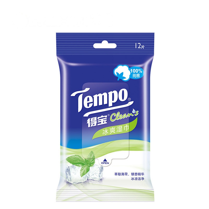 Tempo/得宝 湿巾 冰爽湿巾 12片*1包 卫生湿纸巾