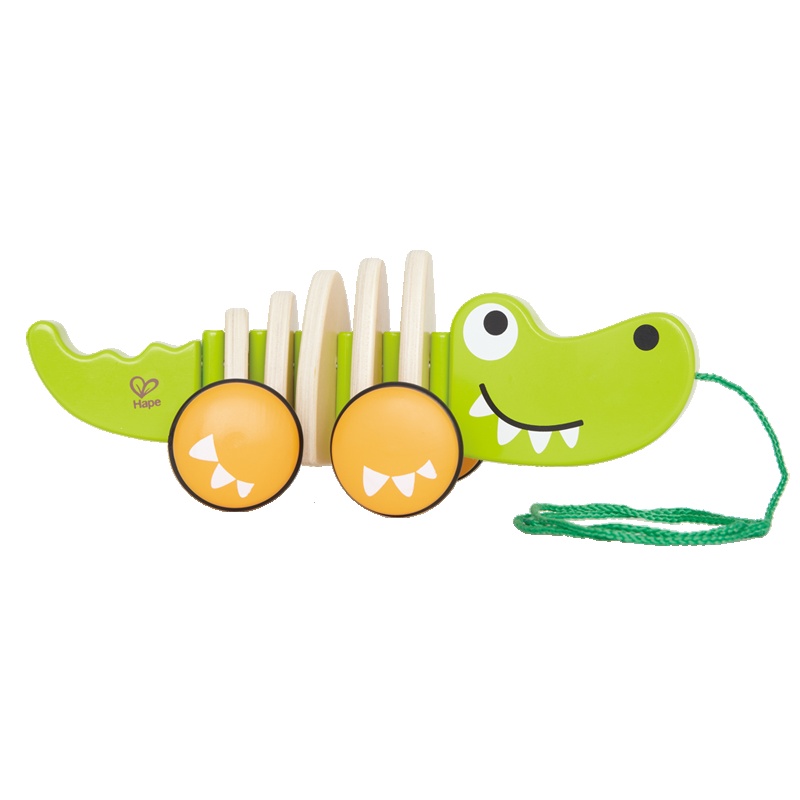Hape拖拉鳄鱼益智儿童玩具拖拉玩具全身摇摆年龄段1岁以上儿童宝宝木制益智学步手拉玩具男孩女孩玩具
