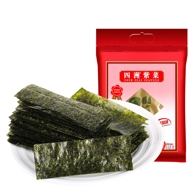 四洲 紫菜即食海苔50束番茄 40g 休闲零食