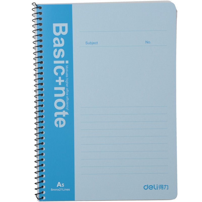 Deli 得力7683-A5/60页螺旋装订本记事本 软抄本 笔记本子 10本装