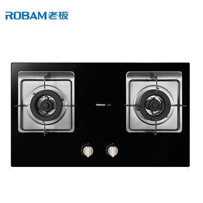 老板(ROBAM)燃气灶JZT-33B7(天然气)4kW大火力黑晶防爆钢化玻璃面板台嵌两用煤气灶