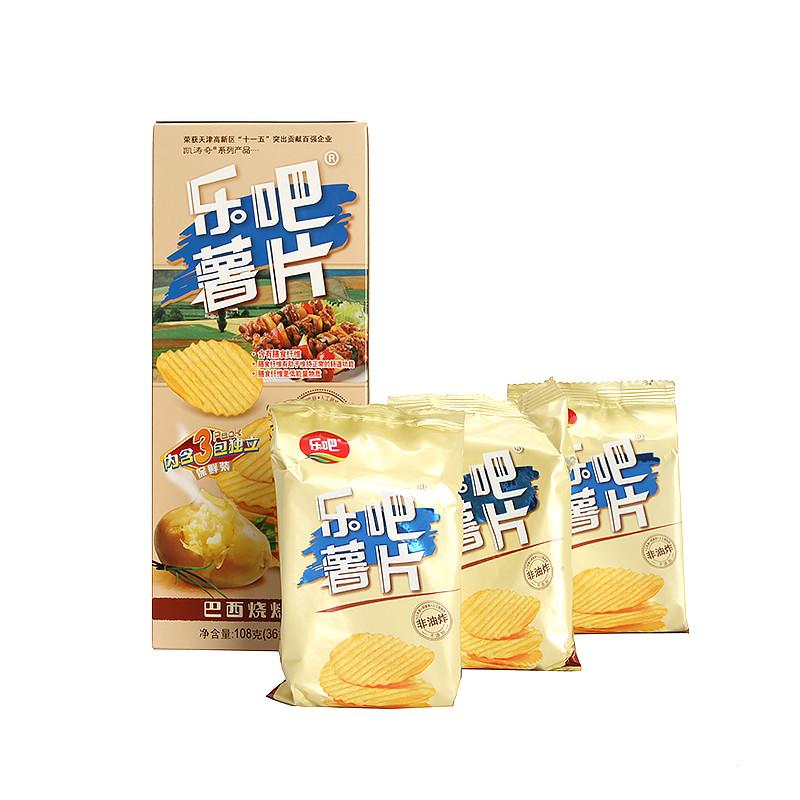 乐吧 非油炸 巴西烧烤味薯片 108g/装