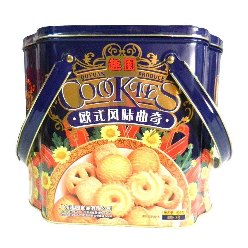 趣园 欧式风味曲奇饼干800g