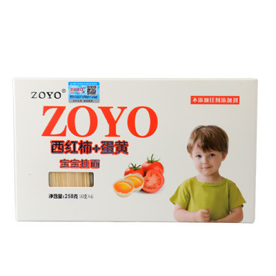 ZOYO 西红柿蛋黄 宝宝面258g 定量包装 无添加剂 优质原料 易煮易消化 中裕出品