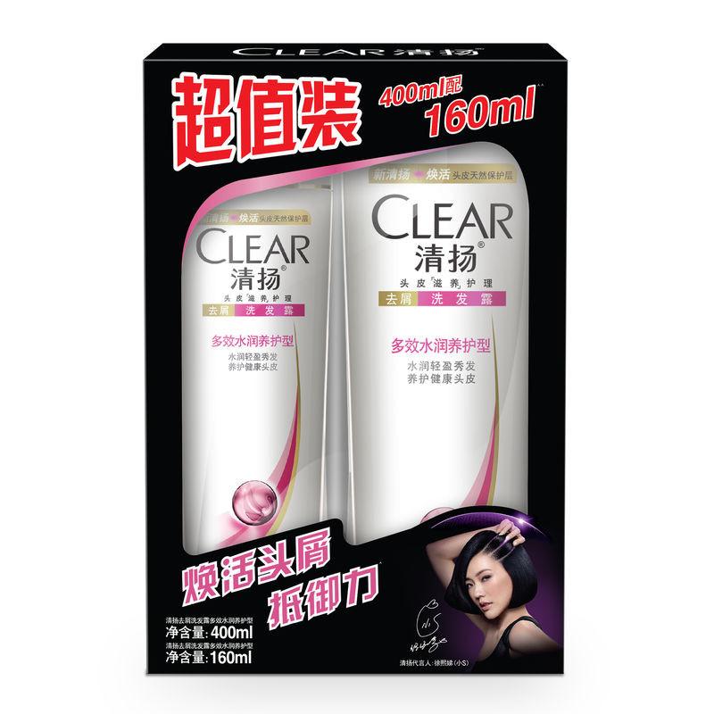 清扬多效水润养护型去屑洗发露400ml+160ml