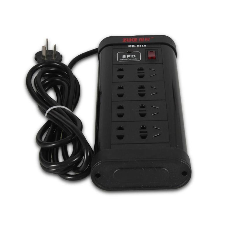 祖科 ZK8118 黑金系列铝合金SPD智能防雷接线板 拖线板 排插 插座 3米线长