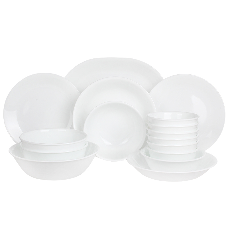 康宁(CORELLE)餐具套装16-N 美国原装进口碗/碟子/盘子餐盘套装 36件套餐具 白色
