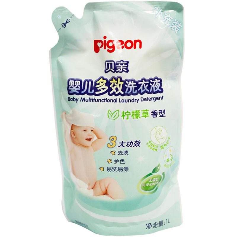 贝亲（Pigeon）婴儿多效洗衣液（柠檬草香）1L 补充装 MA58