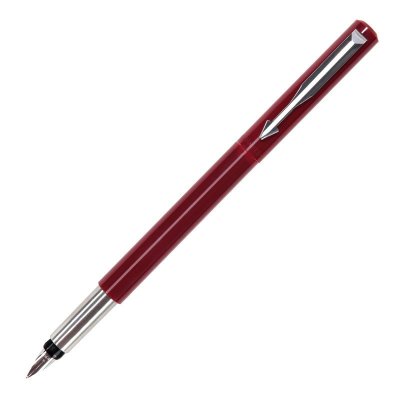 派克PARKER 签字笔 威雅红色胶杆墨水笔学生办公用品书写金属不锈钢F笔尖0.5mm 可吸墨可替换墨囊