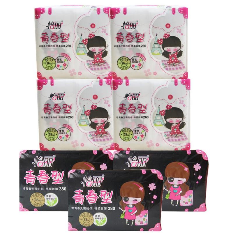 【苏宁超市】怡丽青春型棉柔丝薄套装(怡丽棉柔超薄夜用380mm 6片*3包+怡丽棉柔超薄日用260mm 10片*4包)