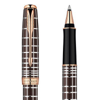 PARKER/派克 卓尔巧克力格子纹玫瑰金夹宝珠笔