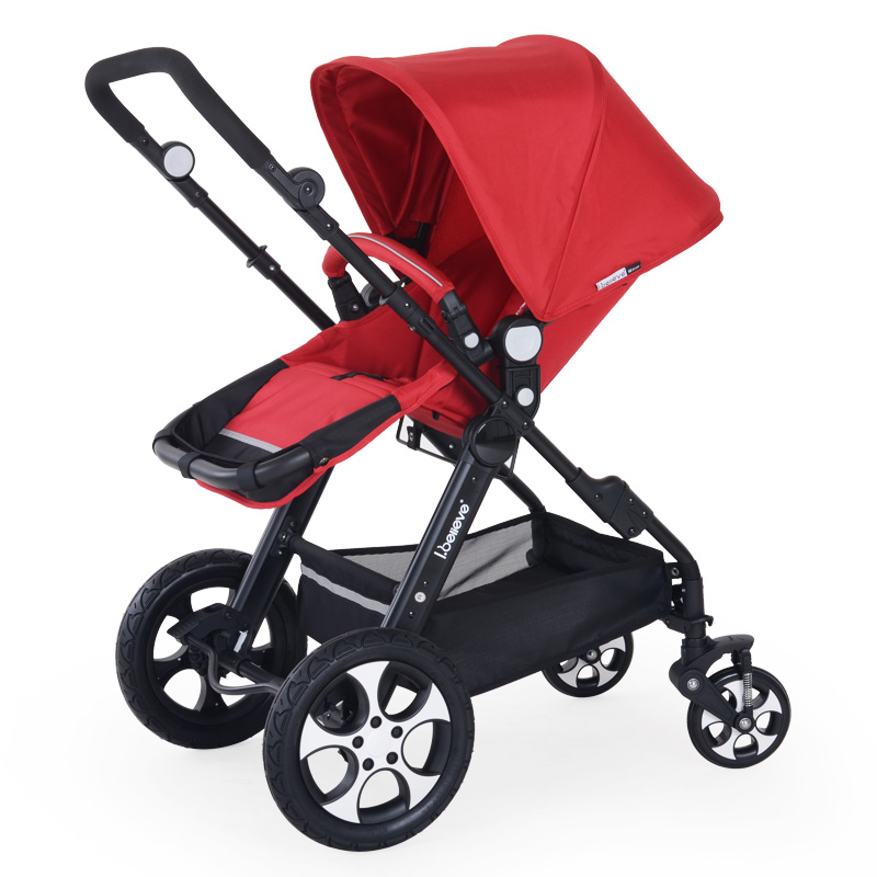 [苏宁自营]爱贝丽(I.believe) 婴儿手推车 尊龙一体红 高景观可坐可躺可换向避震折叠多功能宝宝推车